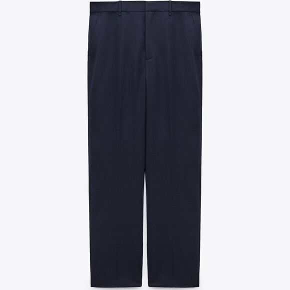 Zara Wool Blend Pants Navy Blue - Picture 7 of 8